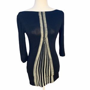 ISABEL de PEDRO black gold silver zipper shirt